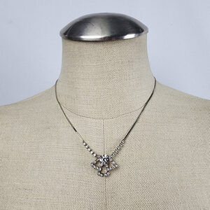 Vintage Silver Tone Rhinestone Necklace